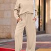 Two Piece Sets for Women Lounge Sets Casual V Neck Sweatshirt and Wide Leg Sweatpants Matching Sets Women Clothing