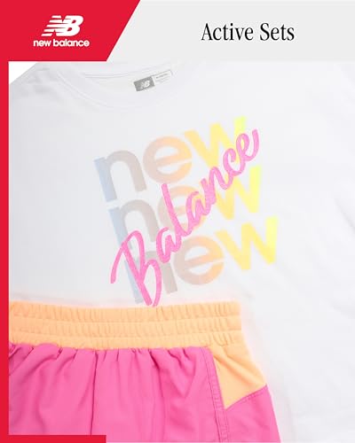 Girls Athletic Shorts Set - 2 Piece Active Short Sleeve Shirt and Running Shorts Girls' Activewear Set (7-16)