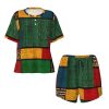 Women'S African Style Patchwork Print Pajamas Set,Womens Pj Sets For Summer,Loungewear Sets With Cooling Fabric