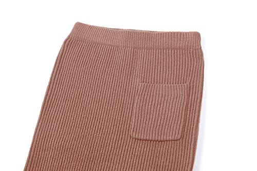 Women's Turtleneck 2 Piece Outfits Ribbed Knit Sweater Midi Pencil Skirt Set