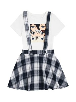 Girl's 2 Piece Outfits T-Shirt & Overall Skirt Set Clothing Sets
