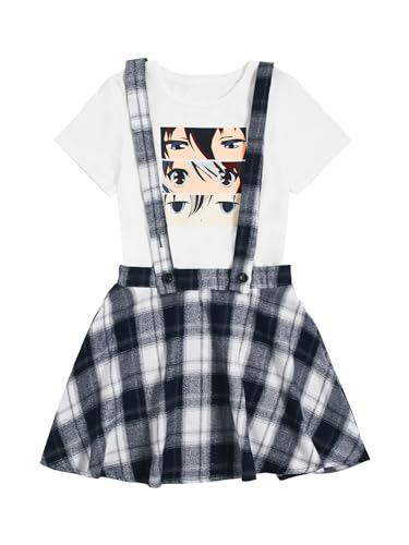 Girl's 2 Piece Outfits T-Shirt & Overall Skirt Set Clothing Sets
