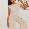 Lounge Sets for Women Two Piece Outfits Knit Cap Sleeve Tops Wide Leg Pleated Pants Casual Dressy Sweater Sets