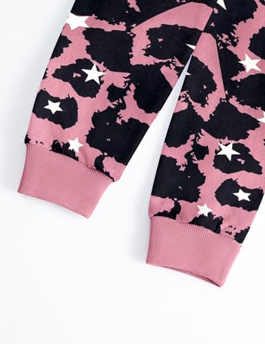 Girls Clothes Leopard Patchwork Sweatshirt Elastic Waist Sweatpants with Pockets 2PCs Girls' Clothing Sets