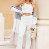 Women's Fuzzy 3 Piece Lounge Sets Sweatsuits Open Front Cardigan Crop Tank Tops Wide Legs Pants Outfits