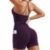 2 Piece Workout Sets for Women Padded Sports Bra Tank Booty Gym Shorts with Pockets