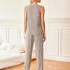 Women's Pajamas Sleeveless Summer Lounge Set Ribbed Knit Pj Loungewear Soft Tank Sleepwear Nightwear S-XXL