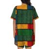 Women'S African Style Patchwork Print Pajamas Set,Womens Pj Sets For Summer,Loungewear Sets With Cooling Fabric