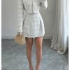 Women's 2 Piece Outfits Plaid Long Sleeve Button Down Cropped Jacket and Sleeveless Mini Dress Sets