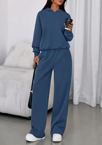 Womens Sweatsuits 2 Piece Set 2025 Casual Winter Long Sleeve Hoodie Loose Wide Leg Sweatpants Fall Tracksuit