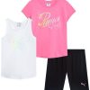 Girls' Active Shorts Set - 3 Piece Performance T-Shirt, Tank Top, Bike Shorts - Summer Athletic Outfit for Girls (7-14)