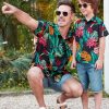 Family Hawaiian Matching Outfits Mommy and Me Outfits Caribbean Vacation Summer Tropical Halter Sundresses and Shirts
