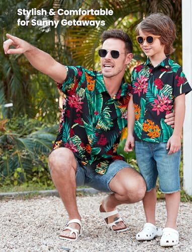 Family Hawaiian Matching Outfits Mommy and Me Outfits Caribbean Vacation Summer Tropical Halter Sundresses and Shirts