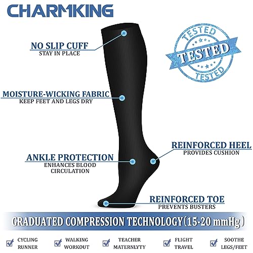 Compression Socks for Women and Men Circulation 4 Pairs 15-20 mmHg Best Support for Athletic Running Cycling