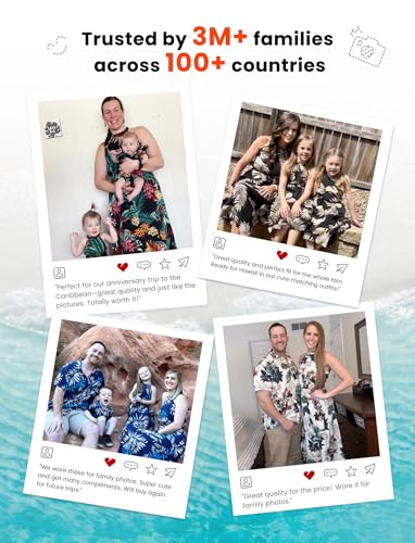 Family Hawaiian Matching Outfits Mommy and Me Outfits Caribbean Vacation Summer Tropical Halter Sundresses and Shirts