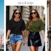 3 Pcs Womens Half Sleeve Top Elbow Length T Shirt Women Round Neck Basic T Shirt Summer Casual Blouses