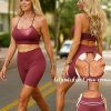 Workout Outfits Sets for Women 4 piece Seamless Backless Tank Sport Bra High Waist Short Yoga Gym Matching Active Set