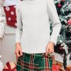 Girls 2 Piece Christmas Outfit Long Sleeve Ribbed Turtleneck Tops and Plaid Skorts Skirt Sets