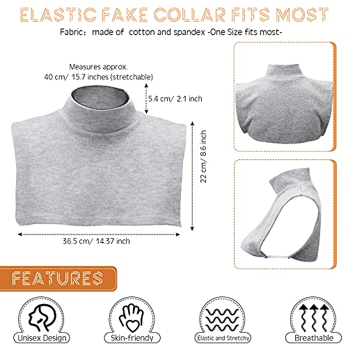Fake Turtleneck Dickey Detachable Collars Set Half Top Mock Blouse Collar for Women Men