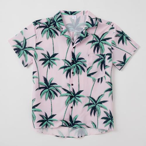 Family Matching Outfits Short Sleeve Button Down Hawaiian Shirt and Short Sets for Men Women Kids with Pockets