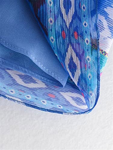 2 Piece Set Print Tube Top Elastic Waist Shorts Suit Female Casual Vacation Blue Suits