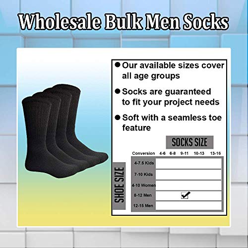 24 Piece Bulk Case Mens/Womens T-Shirt and Crew Sock Set, Travel, Charity Supply