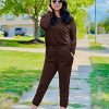Women Fall 2 Piece Lounge Outfit Long Sleeve Tops High Waisted Jogger Pants Set Spring Travel Clothes Tracksuit