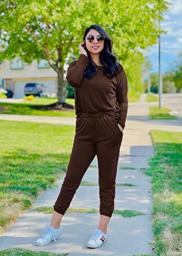 Women Fall 2 Piece Lounge Outfit Long Sleeve Tops High Waisted Jogger Pants Set Spring Travel Clothes Tracksuit