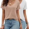 2 Pcs Women's Tops, Deep V Neck Short Sleeve Tops Casual Solid Loose T Shirt Summer Tees for Women