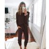 Women Fall 2 Piece Lounge Outfit Long Sleeve Tops High Waisted Jogger Pants Set Spring Travel Clothes Tracksuit
