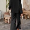2 Piece Sets for Women Collared V Neck Long Sleeve Polo Shirts Tops Lounge Set Tracksuits Sweatsuits