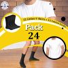 24 Piece Bulk Case Mens/Womens T-Shirt and Crew Sock Set, Travel, Charity Supply