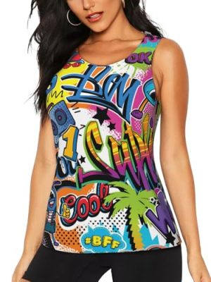 Colorful Pattern Print Women's Workout Tank Top Quick-Drying Activewear Summer Fitness Outdoor Adventures