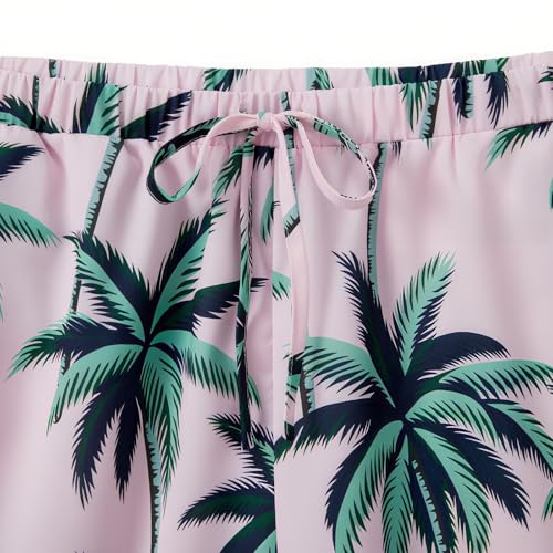 Family Matching Outfits Short Sleeve Button Down Hawaiian Shirt and Short Sets for Men Women Kids with Pockets