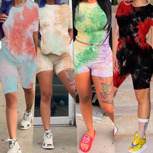 Women's 2 Piece Casual Fashion Sports Solid Color Suit short Sleeve top and Pants Set Sweatshirt