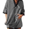 Womens Sweater Set 2 Piece Outfits Oversized 3/4 Sleeve V Neck Knit Tops High Waisted Shorts Lounge Sets