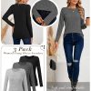 3 Pack Women's Long Sleeve Sweaters, Lightweight Crew Neck Shirts Regular Fit Tunic Tops Casual Solid Color Pullover