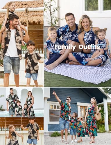Family Hawaiian Matching Outfits Mommy and Me Outfits Caribbean Vacation Summer Tropical Halter Sundresses and Shirts