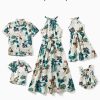 Family Hawaiian Matching Outfits Mommy and Me Outfits Caribbean Vacation Summer Tropical Halter Sundresses and Shirts