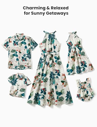 Family Hawaiian Matching Outfits Mommy and Me Outfits Caribbean Vacation Summer Tropical Halter Sundresses and Shirts