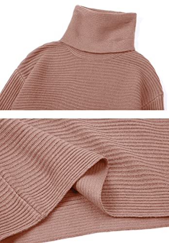 Women's Turtleneck 2 Piece Outfits Ribbed Knit Sweater Midi Pencil Skirt Set