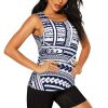 Blue Polynesian Maori Tribal Pattern Print Women's Workout Tank Top Quick-Drying Activewear Summer Fitness Outdoor