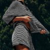 Womens Sweater Set 2 Piece Outfits Oversized 3/4 Sleeve V Neck Knit Tops High Waisted Shorts Lounge Sets