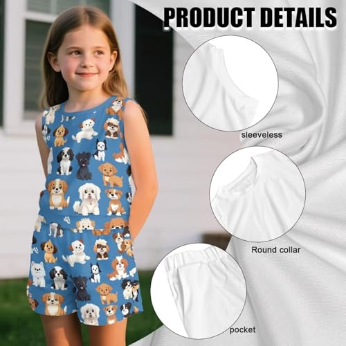 Girls 2 Piece Summer Outfits Tank Top and Shorts Set with Pocket for Workout Beach Vacation