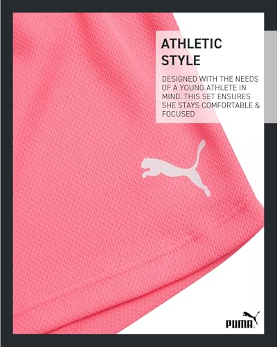 Girls Athletic Shorts Set - 2 Piece Active Performance TShirt and Gym Bike Kids Shorts Girls Activewear Set (7-14)