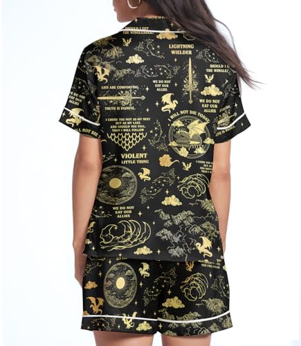 Women’s Silk Satin Pajama Set, Short Sleeve Button Down 2 Piece PJs with Shorts, Cozy Loungewear & Matching Holiday Pajamas