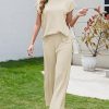 Women's 2 Piece Outfits Sweater Set Knit Pullover Tops High Waisted Pants Sweatsuits Lounge Set