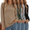 4 Pack Women' Long Sleeve Shirts Tops Casual Loose Fit Crew Neck Basic Tee Fashionable Workout Layer Fall Outfit