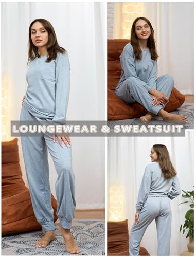 Lounge Sets for Women 2 Piece Jogger Pajama Long Sleeve Pants Loungewear Sweatsuits Casual Matching Outfits