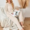 Womens Sets 2 Piece Outfits Matching Lounge Set Cozy Knit Pajamas Oversized Loungewear Fall Winter Clothes S-2XL
